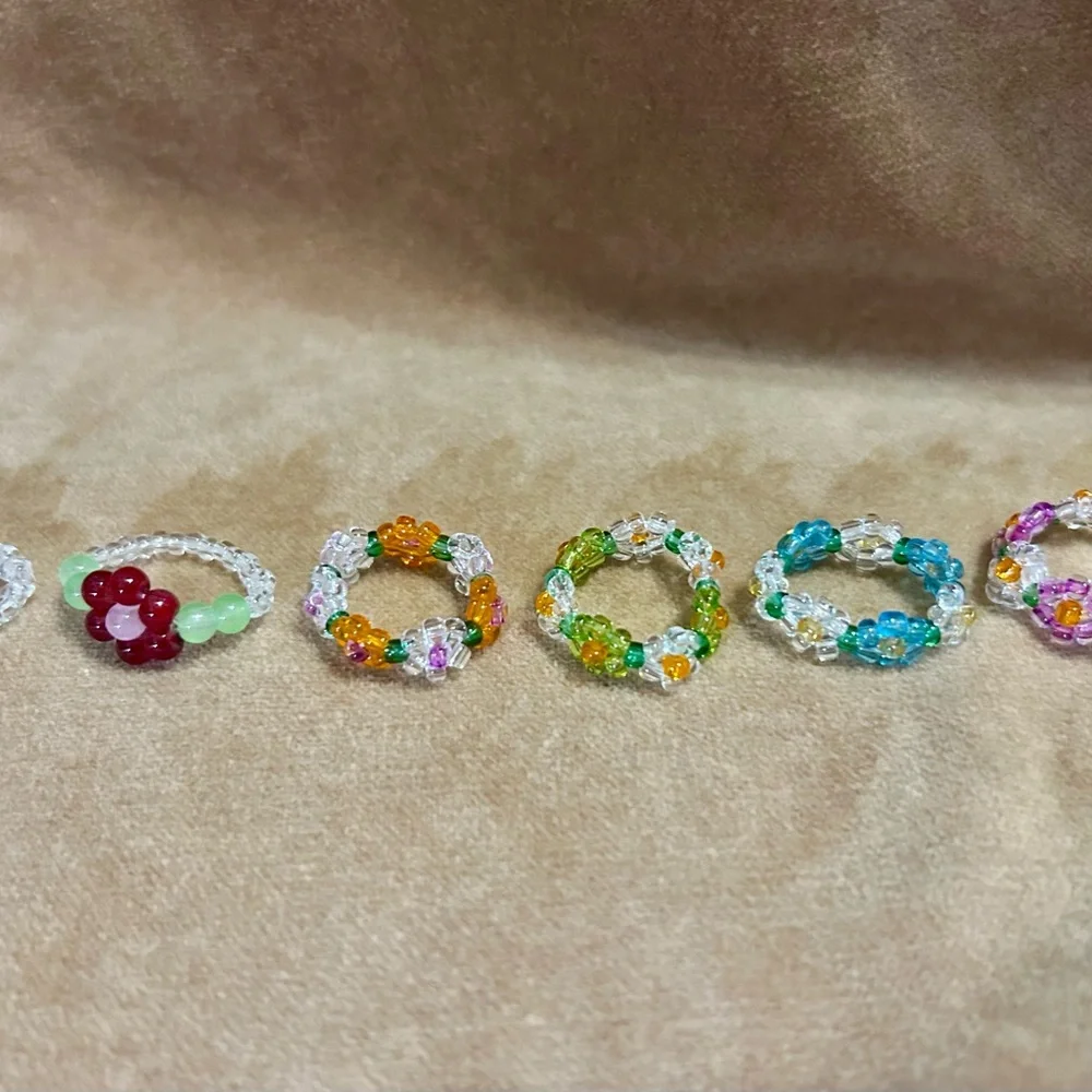Colorful Beaded Rings Set - Picture 1 of 1